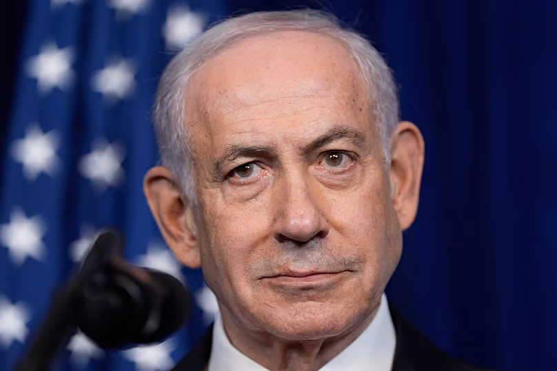 Benjamin Netanjahu izraeli miniszterelnök beszédet mondott egy sajtótájékoztatón Mar-a-Lagoban, 2025. december 29-én.
