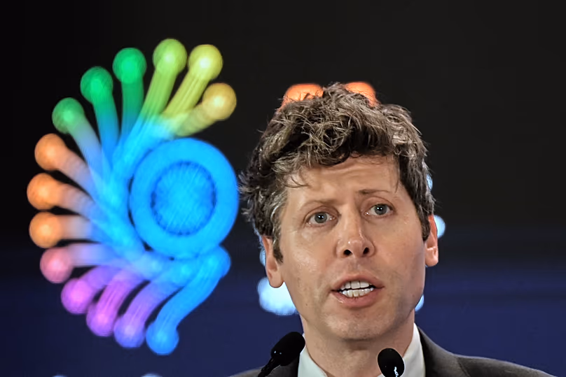 Az OpenAI vezérigazgatója, Sam Altman felszólal az AI-csúcson az indiai Újdelhiben 2026. február 19-én, csütörtökön. (AP Photo)