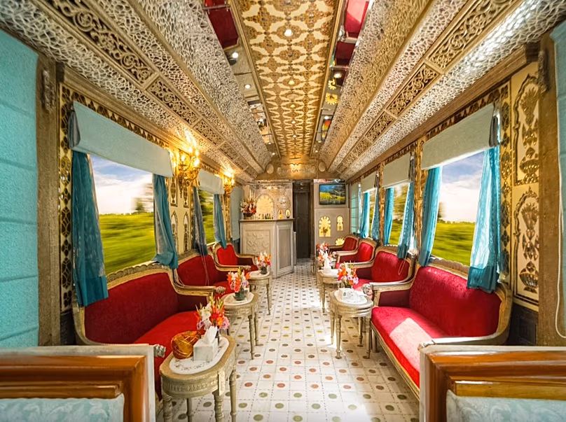 Egy társalgó autó a Palace on Wheels vonaton