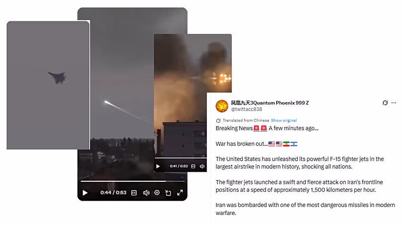 Az amerikai vadászgépeket bemutató videó egy videojátékból származik.