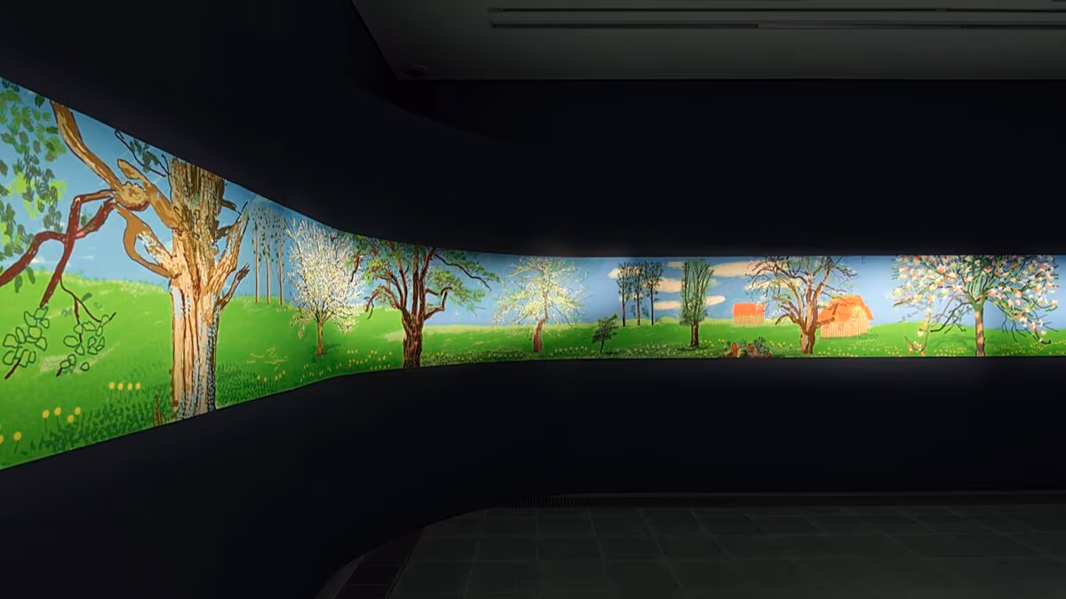 „Egy év Normandiában”: David Hockney elsöprő, 70 méter hosszú műalkotását mutatták be a londoni kiállításon