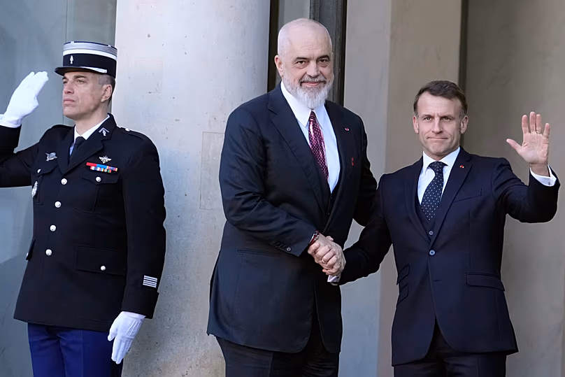 Edi Rama albán miniszterelnök és Emmanuel Macron francia elnök 2026 januárjában.