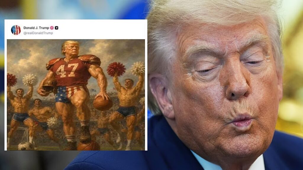 Trump „olajfestmény” futballképe vírusként terjed, és a Pride hónap vicceit váltja ki