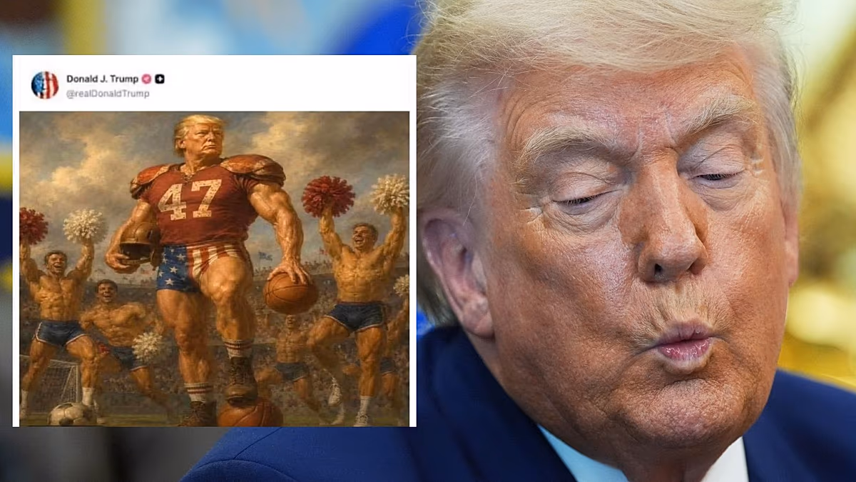 Trump „olajfestmény” futballképe vírusként terjed, és a Pride hónap vicceit váltja ki